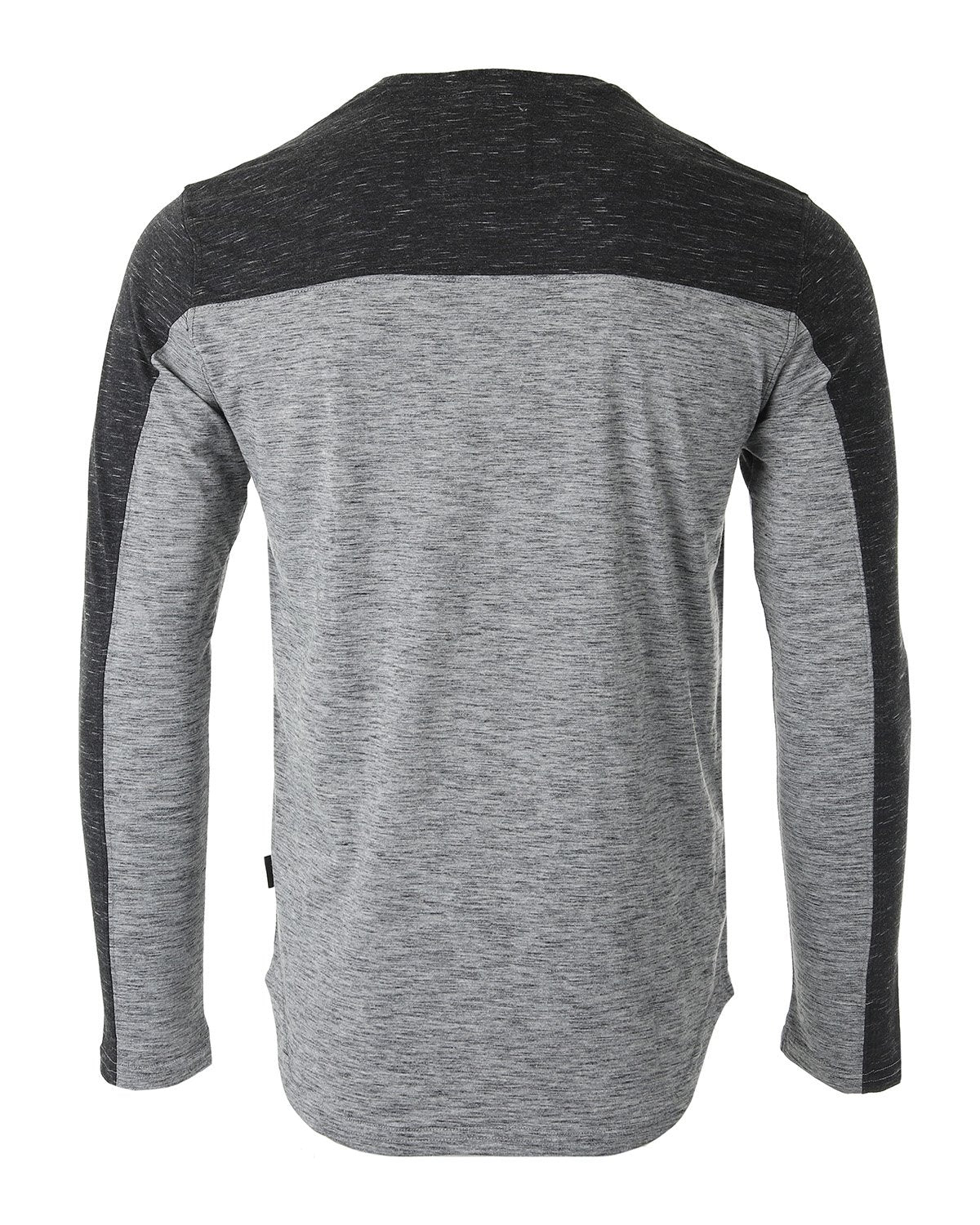 Zimego Men'S Fashion Color Block Long Sleeve Curved Hemline Athletic Hiphop Shirt-ZIMEGO MEN-Large-Black / Black-Urbanheer