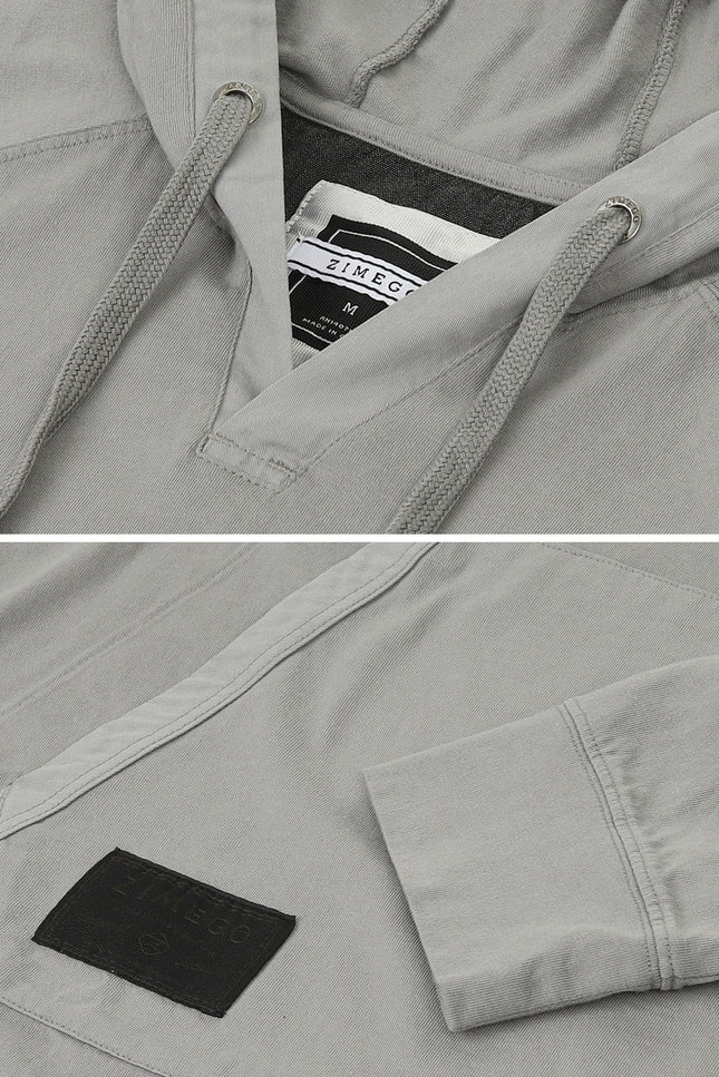 ZIMEGO Men's Pigment Dyed Hoodie - Athletic V Neck Long Sleeve Henley Pullover Shirt-ZIMEGO MEN-Urbanheer