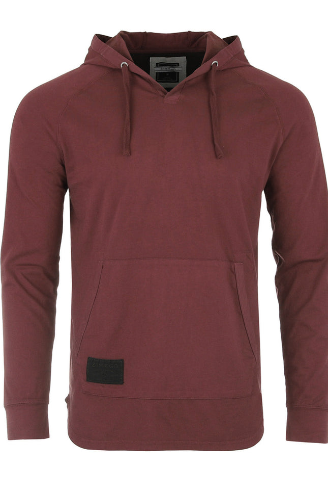 Zimego Men'S Pigment Dyed Hoodie - Athletic V Neck Long Sleeve Henley Pullover Shirt-ZIMEGO MEN-Small-Maroon-Urbanheer