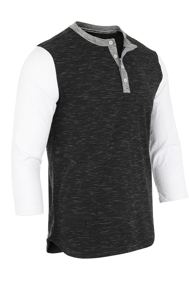 Zimego Men'S 3/4 Sleeve Black & White Baseball Henley – Casual Athletic Button Crewneck Shirts-ZIMEGO MEN-Urbanheer
