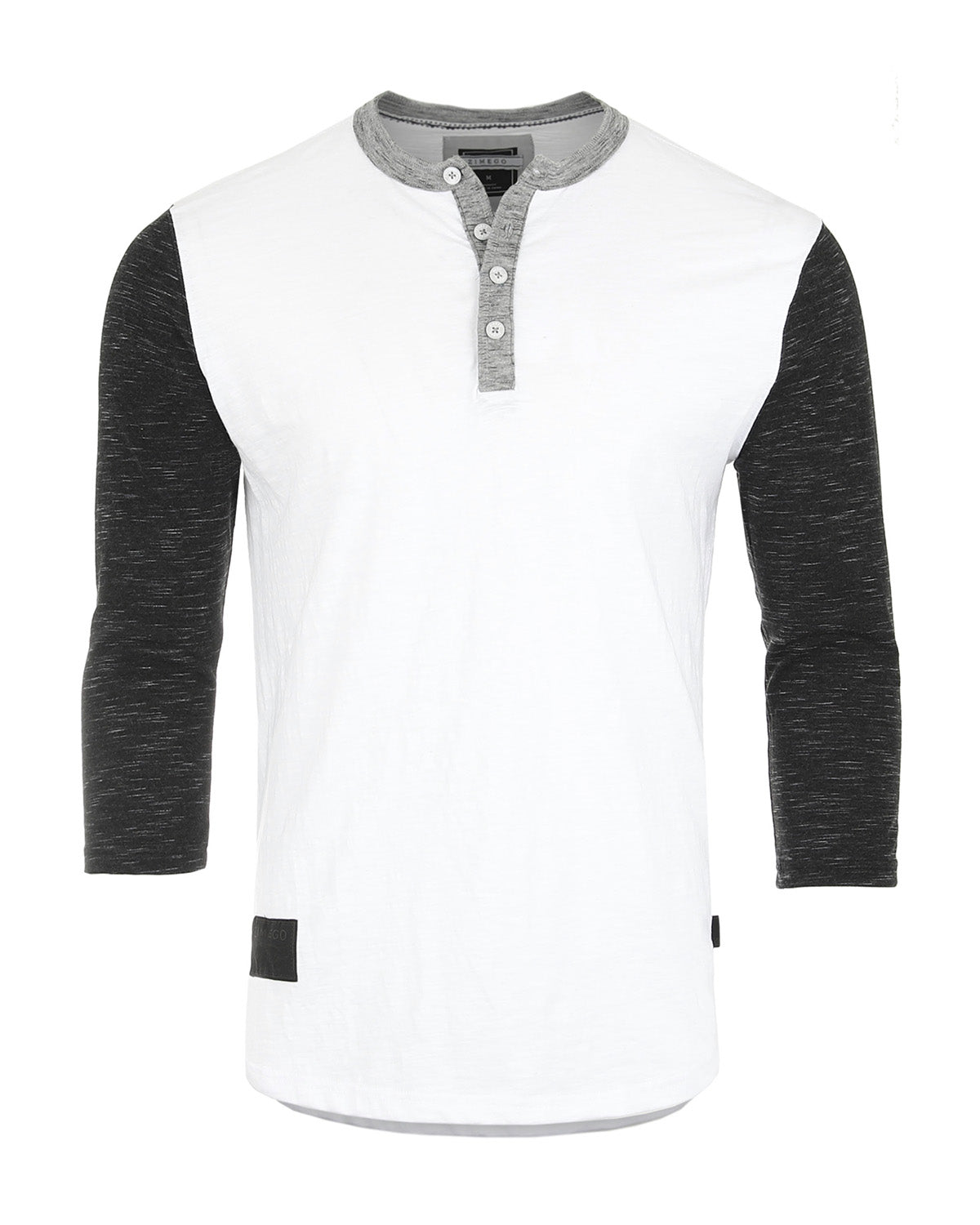 Zimego Men'S 3/4 Sleeve Black & White Baseball Henley – Casual Athletic Button Crewneck Shirts-ZIMEGO MEN-Small-White / Black-Urbanheer
