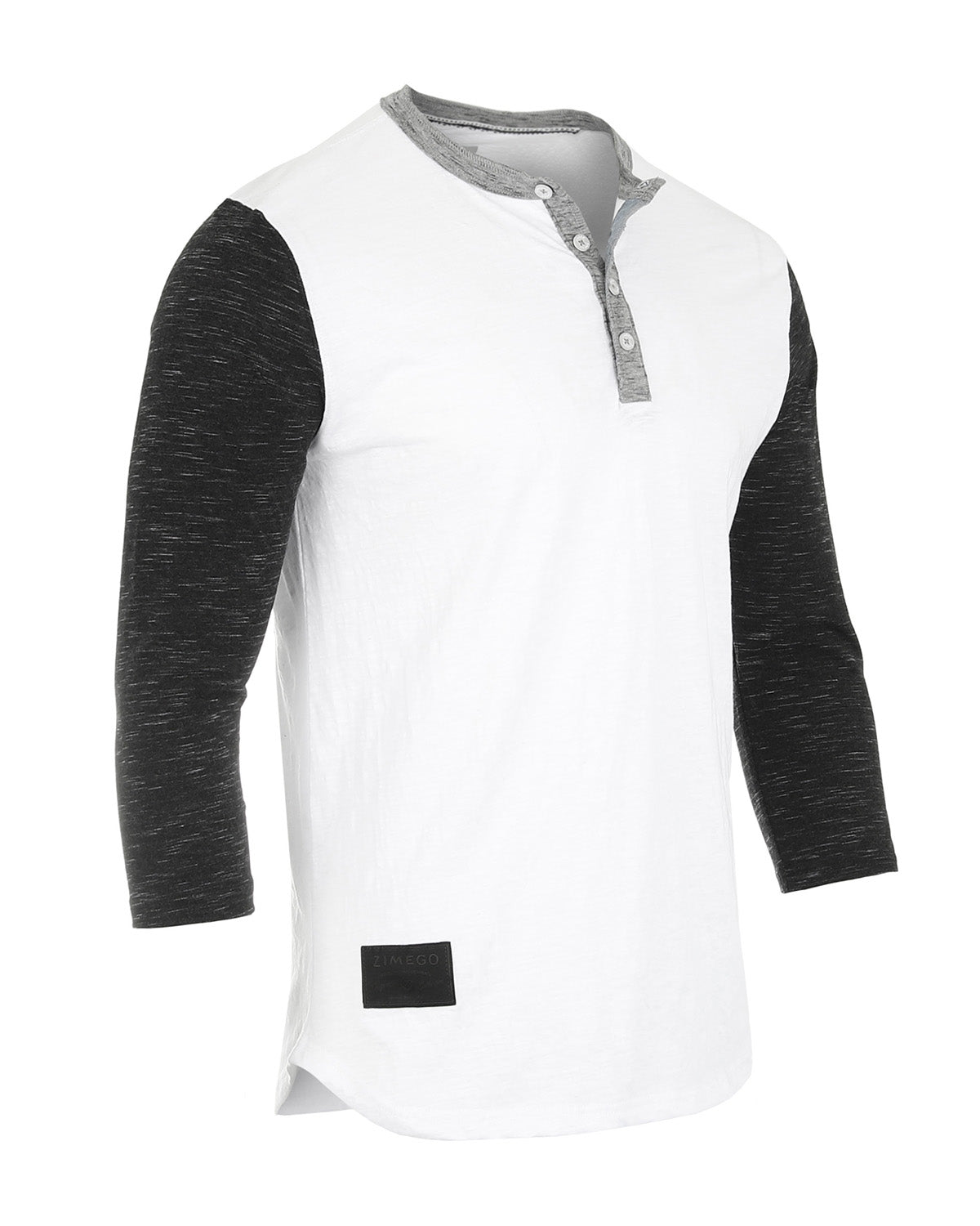 Zimego Men'S 3/4 Sleeve Black & White Baseball Henley – Casual Athletic Button Crewneck Shirts-ZIMEGO MEN-Small-White / Black-Urbanheer