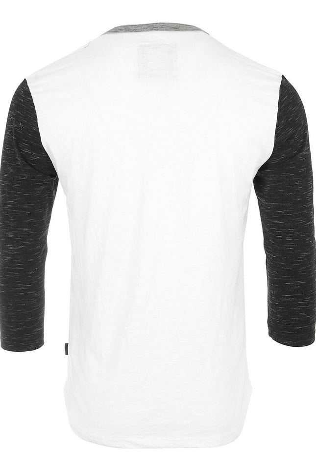 Zimego Men'S 3/4 Sleeve Black & White Baseball Henley – Casual Athletic Button Crewneck Shirts-ZIMEGO MEN-Small-Black / White-Urbanheer