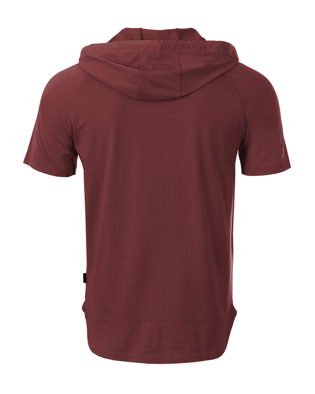Zimego Pigment Dyed Hooded Shirt Short Sleeve V Neck Raglan Henley Style Hoodie-ZIMEGO MEN-Maroon-Small-Urbanheer