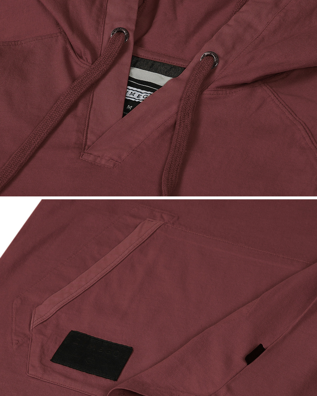 Zimego Pigment Dyed Hooded Shirt Short Sleeve V Neck Raglan Henley Style Hoodie-ZIMEGO MEN-Maroon-Small-Urbanheer