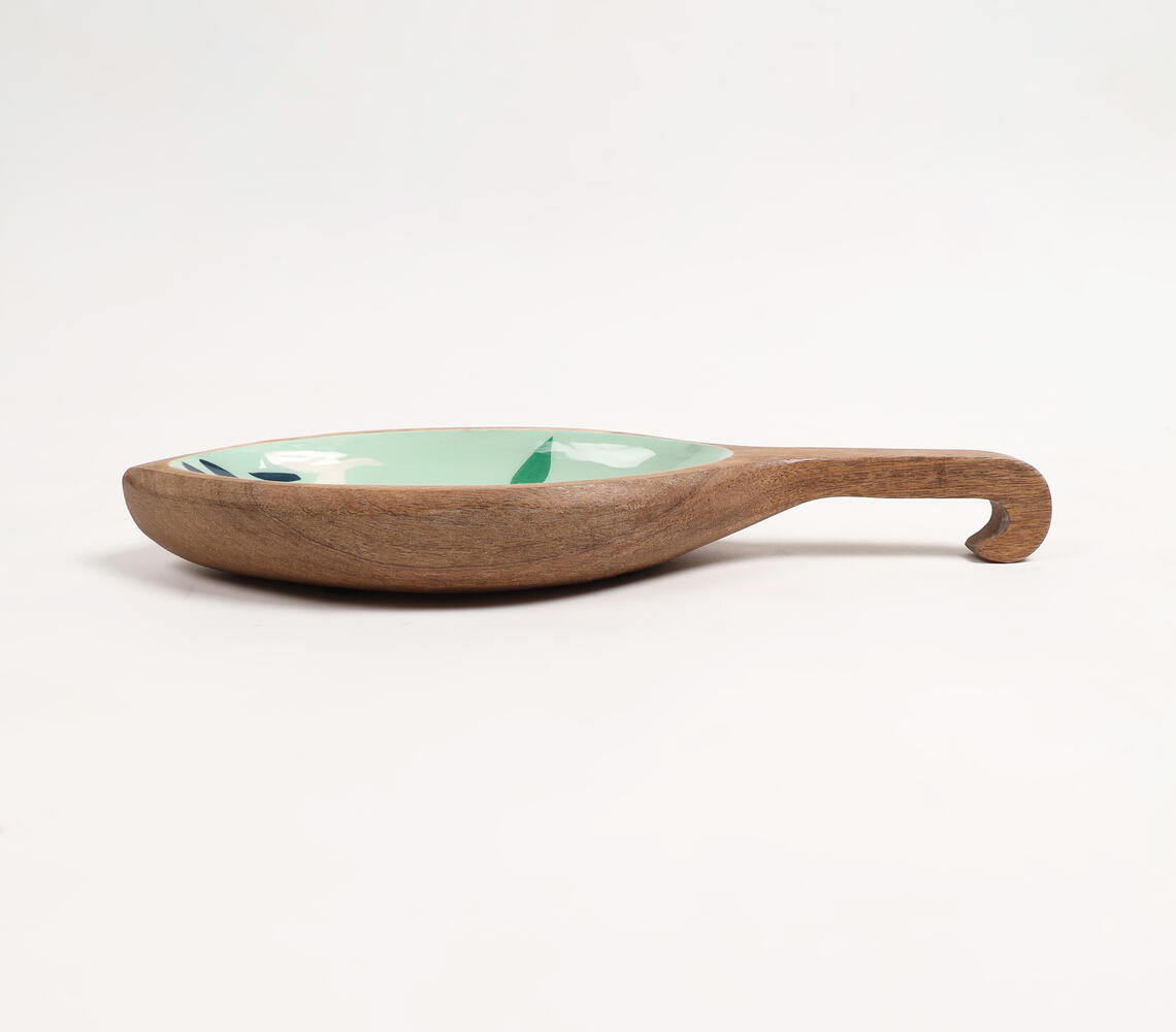 Enamelled Botanical Wooden Serving Platter-Qalara-Urbanheer