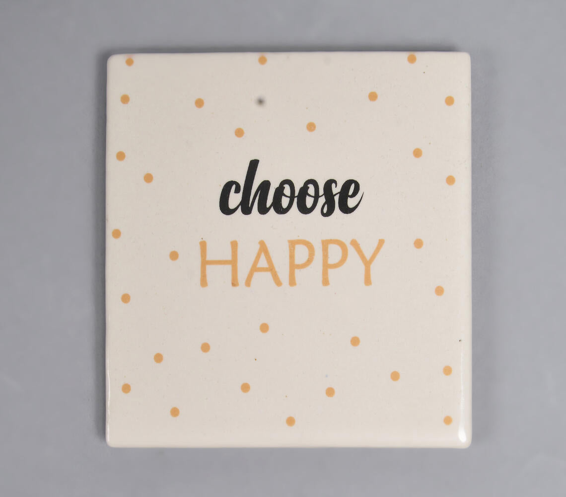 Choose Happy' Cheerful Typographic Ceramic Coasters (Set Of 4)-Qalara-Urbanheer
