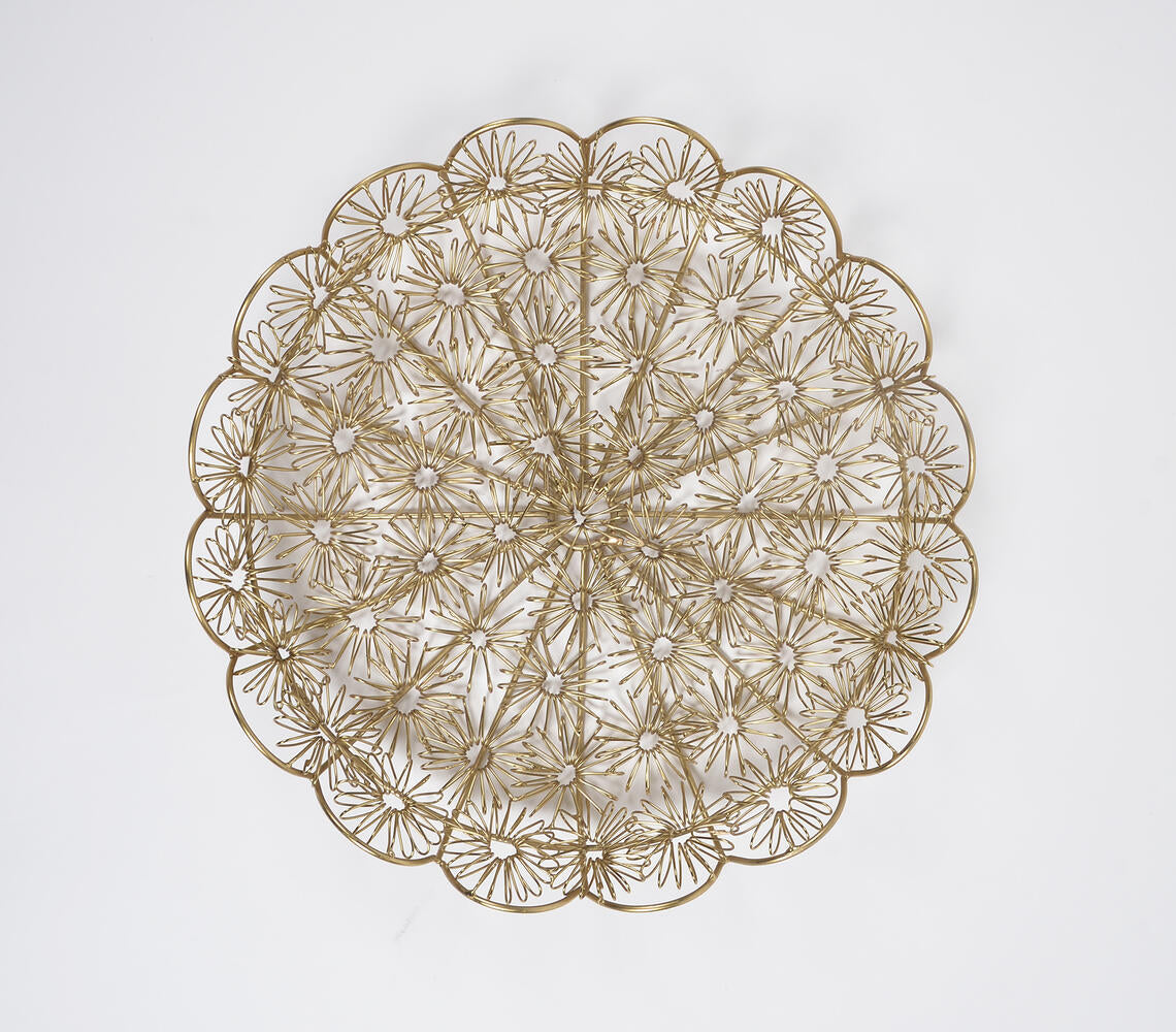 Antique Gold-Toned Coiled Floral Iron Platter-Qalara-Urbanheer