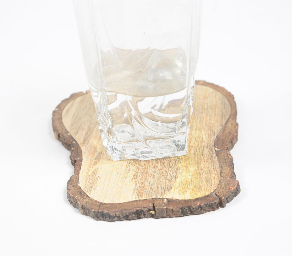 Bread Slice-Shaped Wooden Bark Coasters (Set Of 4)-Qalara-Urbanheer