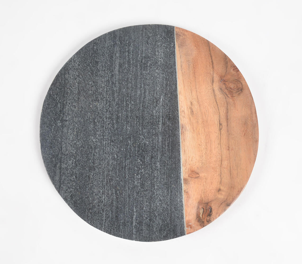 Colorblock Stone & Wood Round Chopping Board-Qalara-Urbanheer