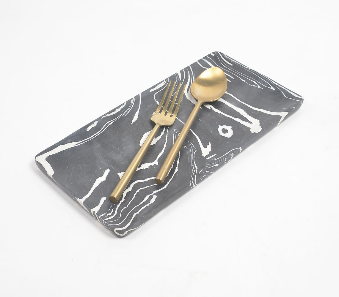 Hand Cut Black Stone Serving Platter-Qalara-Urbanheer