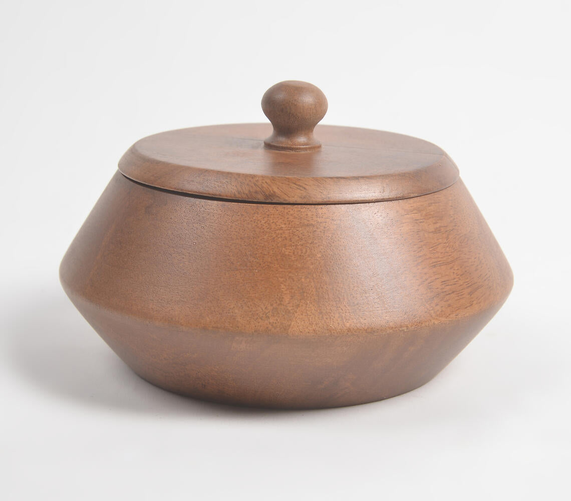 Classic Wooden Serving Bowl With Lid (Small)-Qalara-Urbanheer
