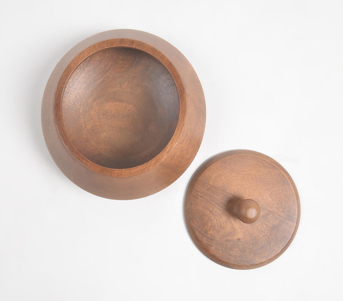 Classic Wooden Serving Bowl With Lid (Small)-Qalara-Urbanheer