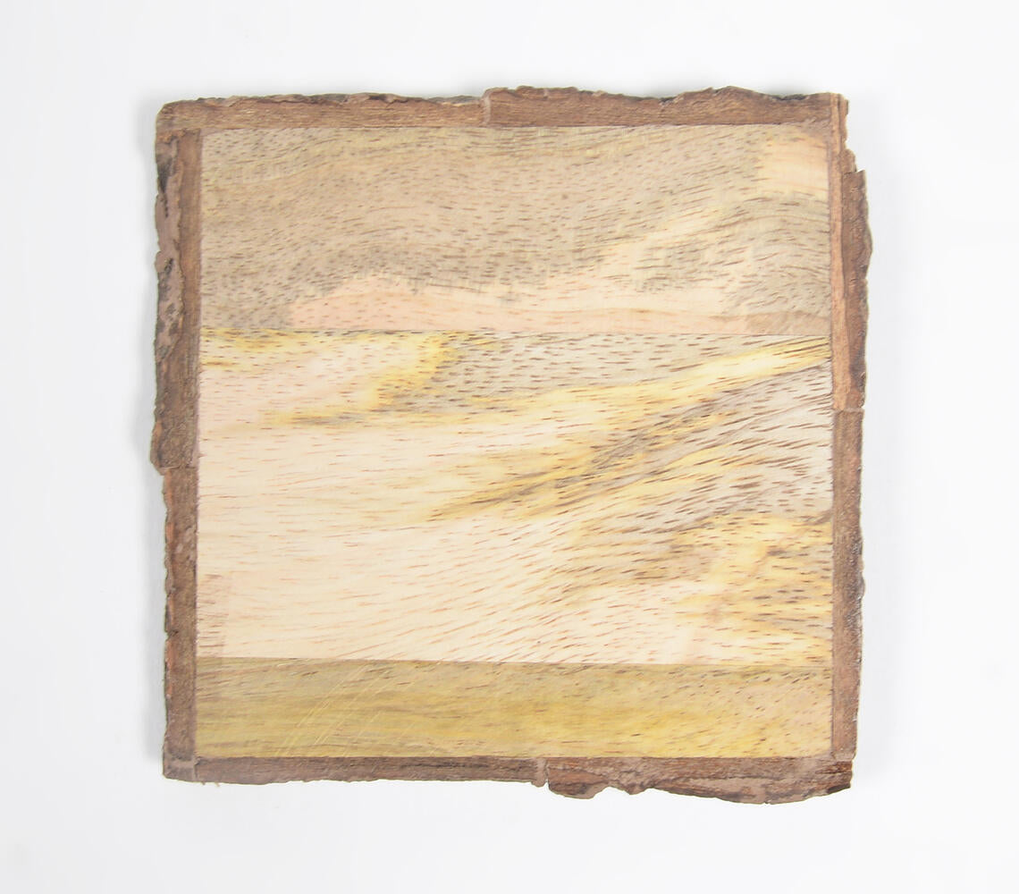 Hand Cut Wooden Bark Coasters (Set Of 4)-Qalara-Urbanheer
