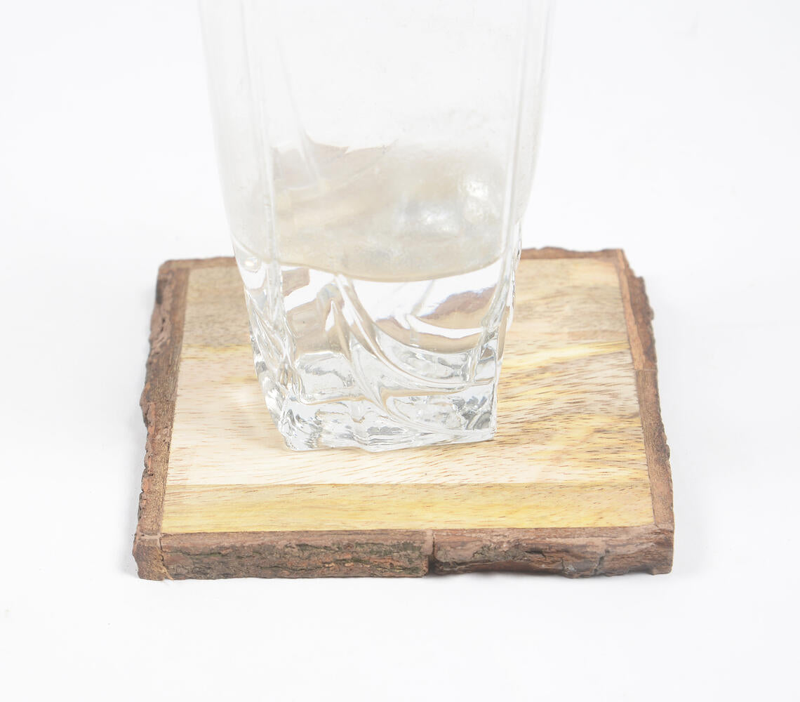 Hand Cut Wooden Bark Coasters (Set Of 4)-Qalara-Urbanheer