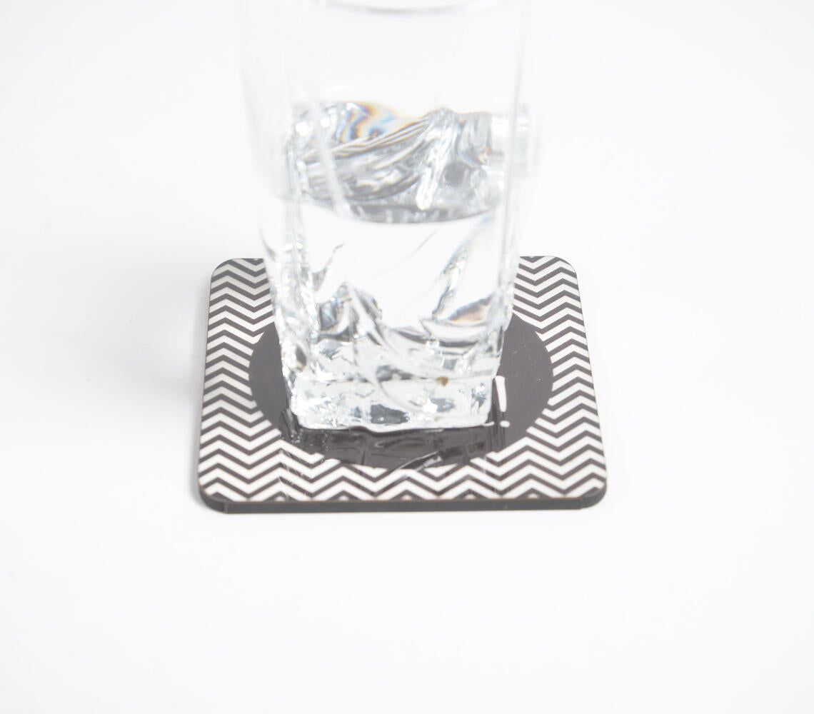 Clink! Clink! Mdf Monochrome Coasters (Set Of 2)-Qalara-Urbanheer