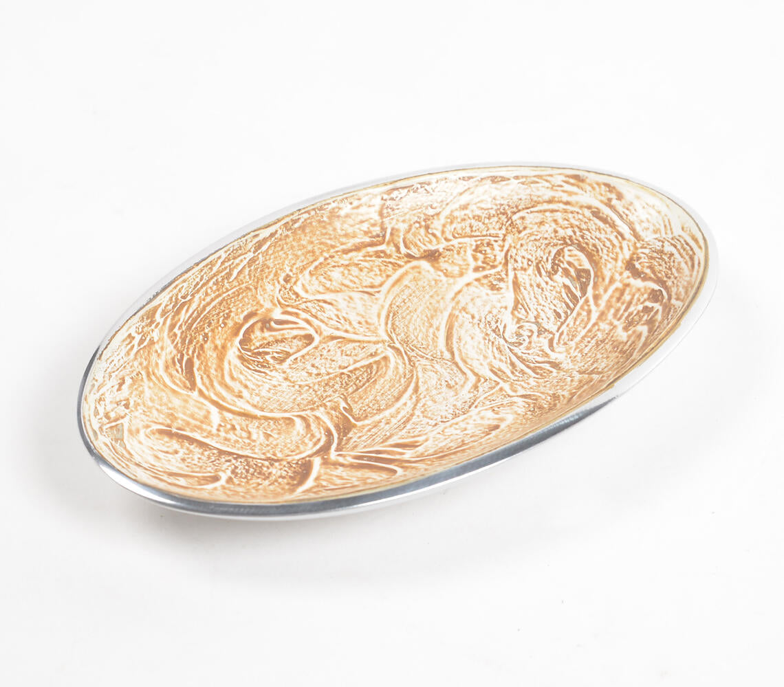 Gold-Toned Textured Oval Egg Plate-Qalara-Urbanheer
