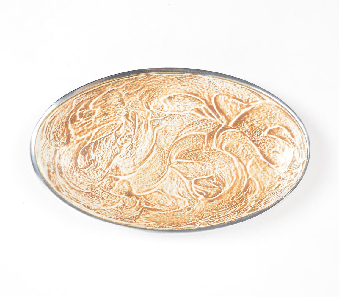 Gold-Toned Textured Oval Egg Plate-Qalara-Urbanheer