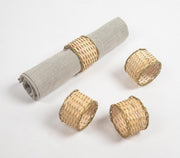 Eco-Friendly Handwoven Cane & Brass Napkin Ring (Set Of 4)-Qalara-Urbanheer
