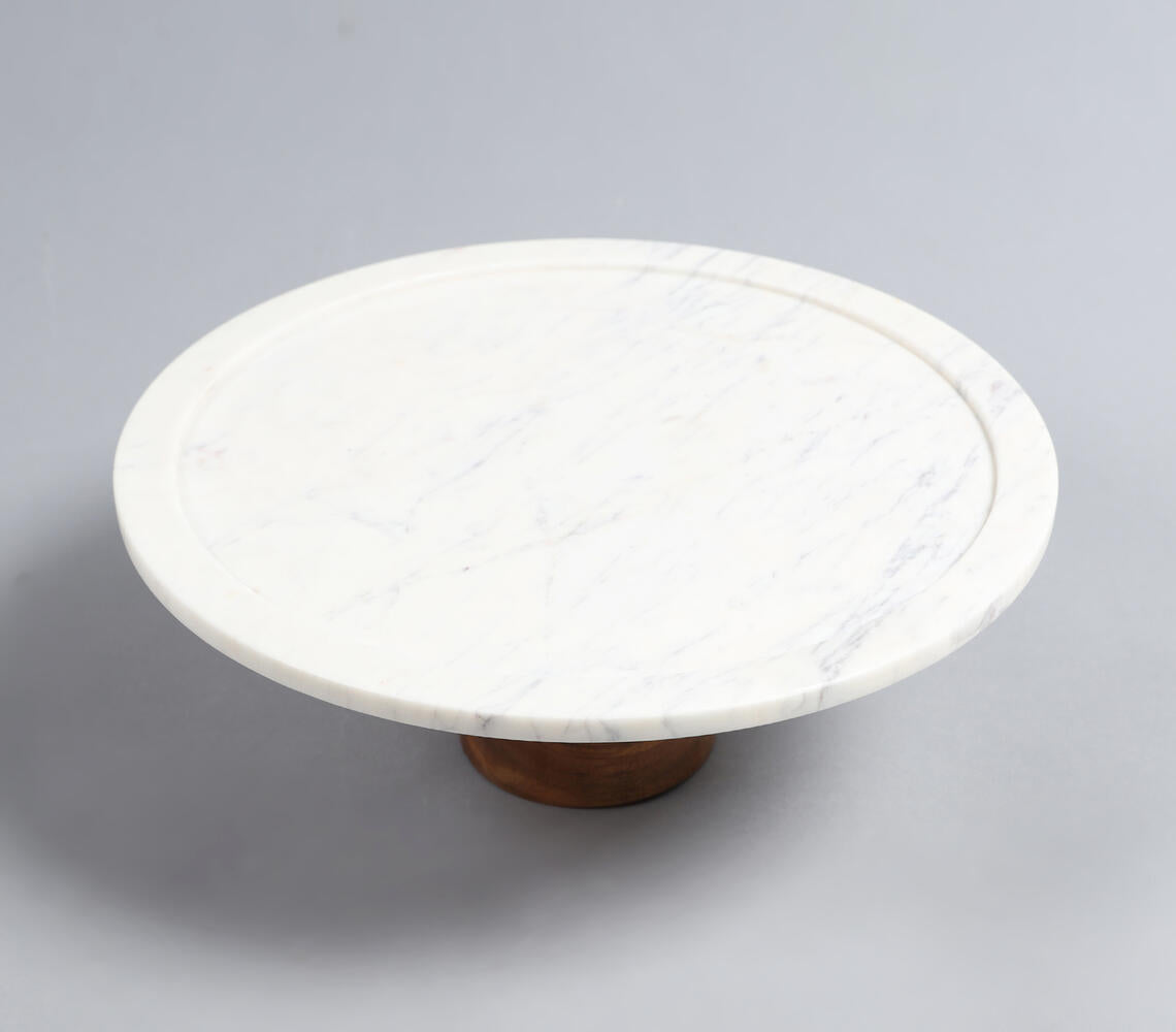 Solid White Marble Cake Plate-Qalara-Urbanheer