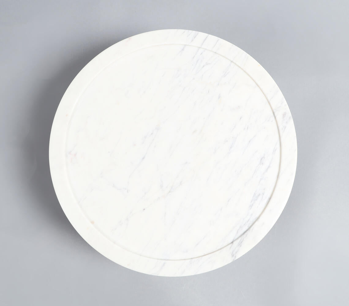 Solid White Marble Cake Plate-Qalara-Urbanheer