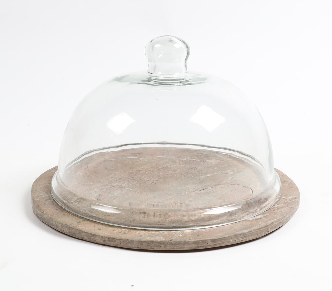 Slate Cake Plate With Glass Dome-Qalara-Urbanheer