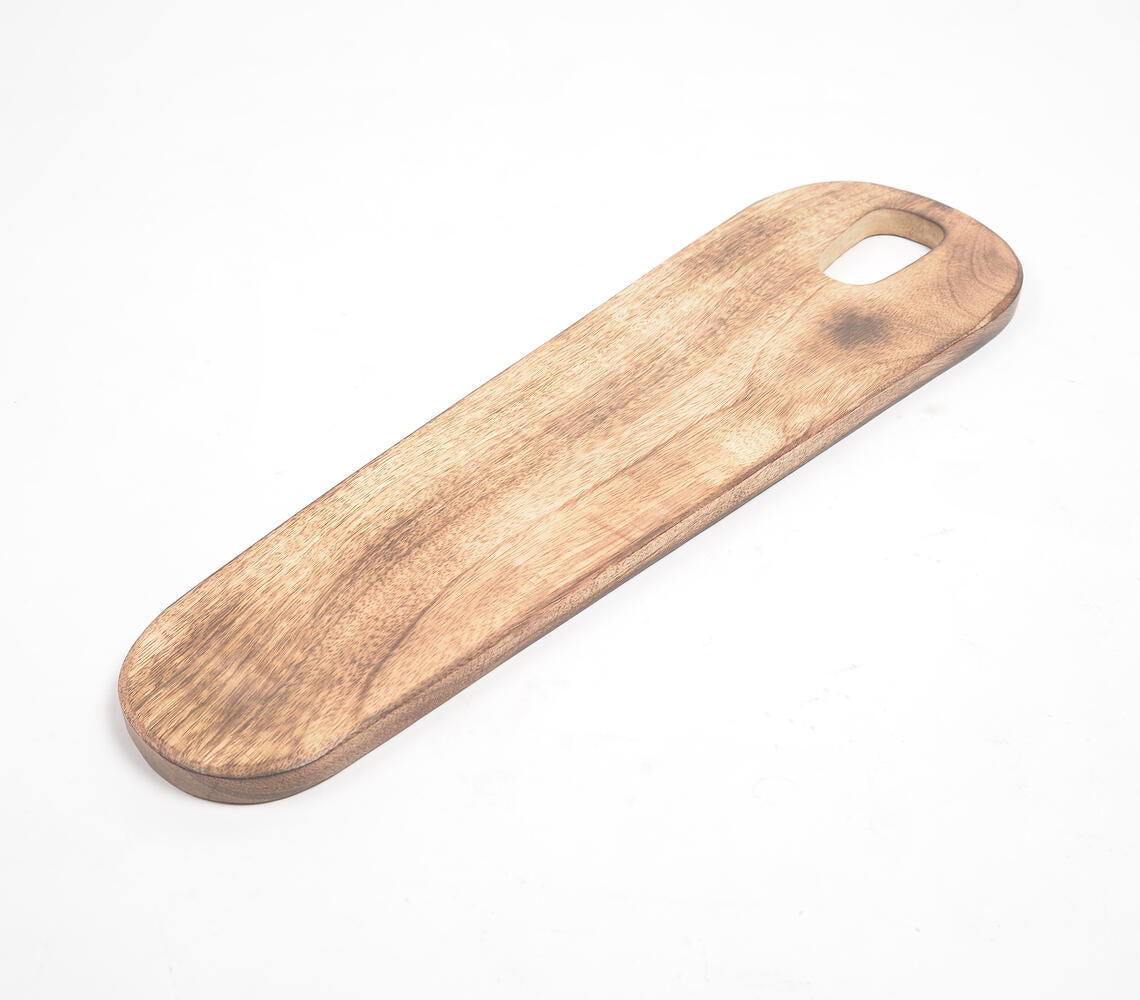 Hand Cut Mango Wood Elongated Platter-Qalara-Urbanheer