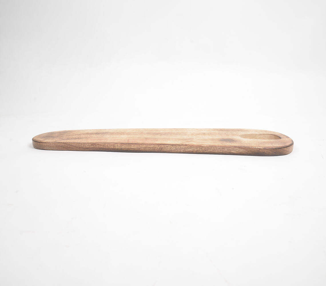 Hand Cut Mango Wood Elongated Platter-Qalara-Urbanheer