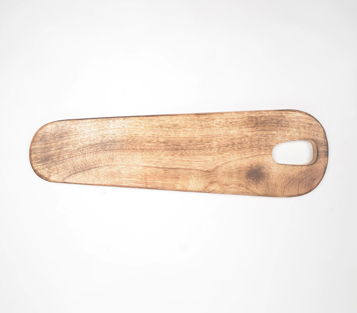 Hand Cut Mango Wood Elongated Platter-Qalara-Urbanheer