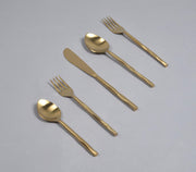 Hand Beaten Champagne Gold Cutlery Set (Set Of 5)-Qalara-Urbanheer