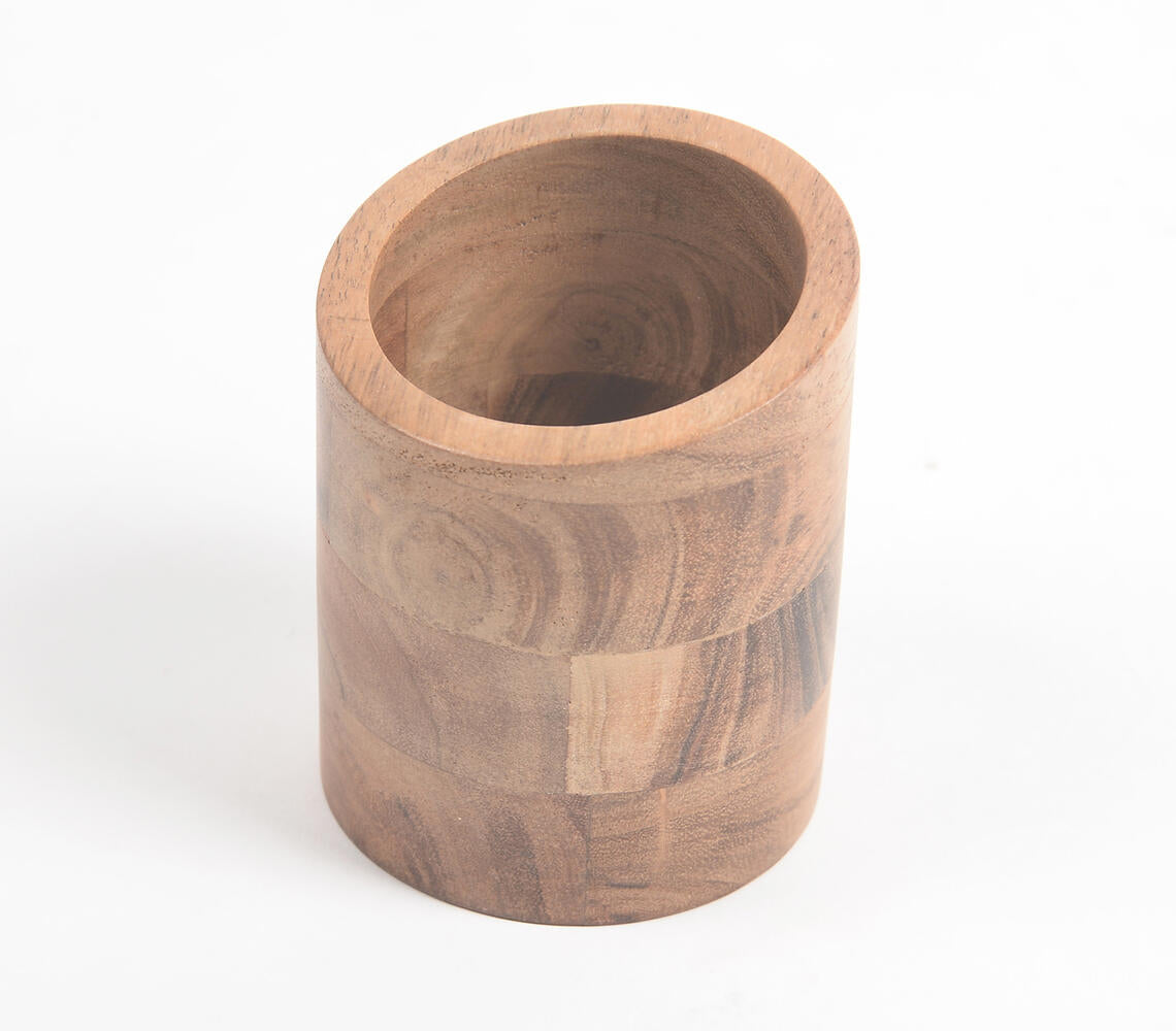 Natural Acacia Wood Cutlery Stand-Qalara-Urbanheer