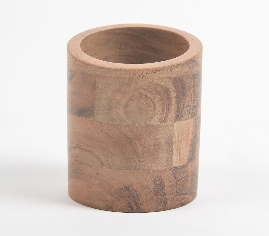 Natural Acacia Wood Cutlery Stand-Qalara-Urbanheer