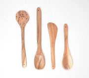 Hand Carved Assorted Acacia Cooking Spoons (Set Of 4)-Qalara-Urbanheer