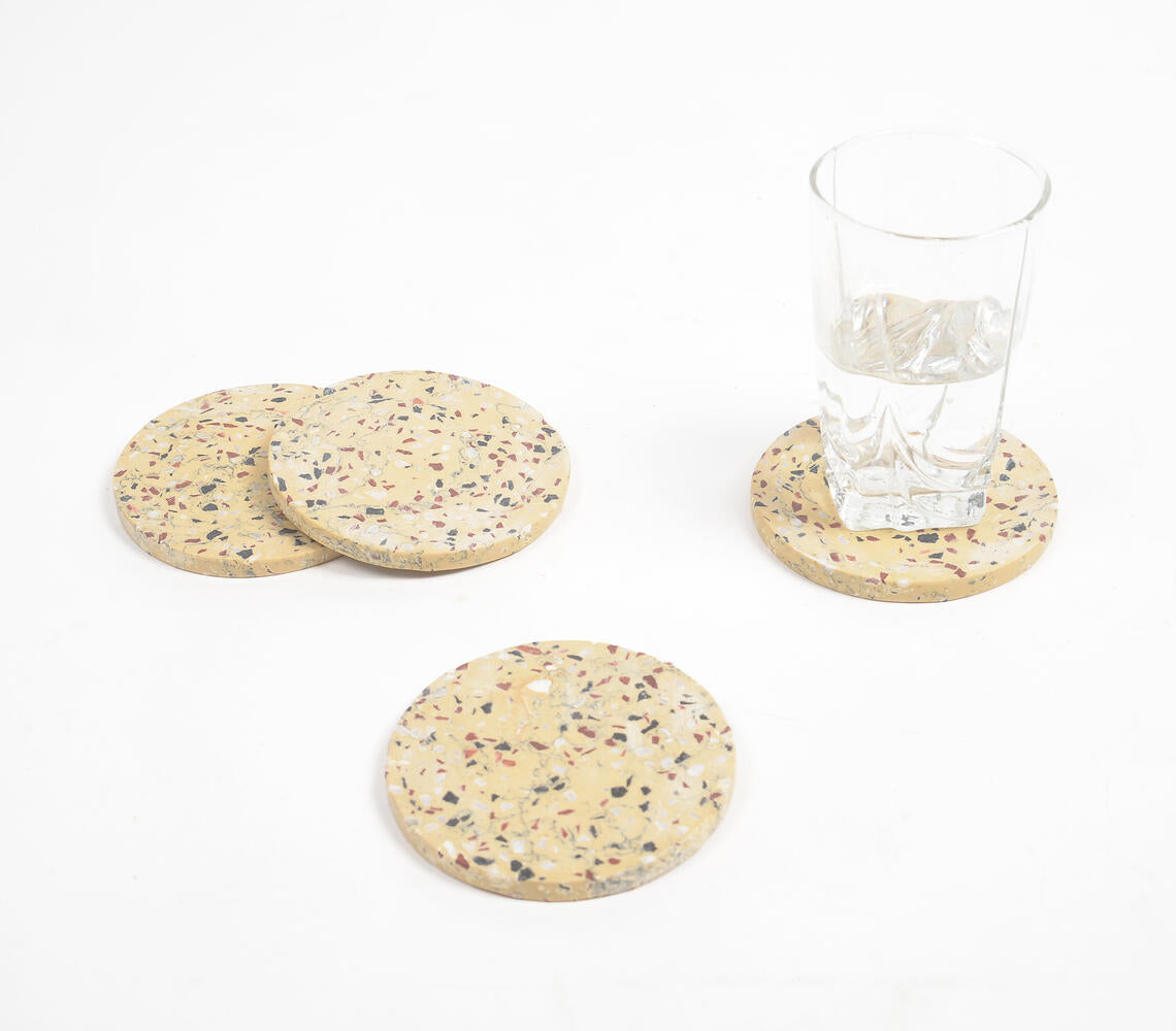 Mosaic Round Stone Coasters (Set Of 4)-Qalara-Urbanheer
