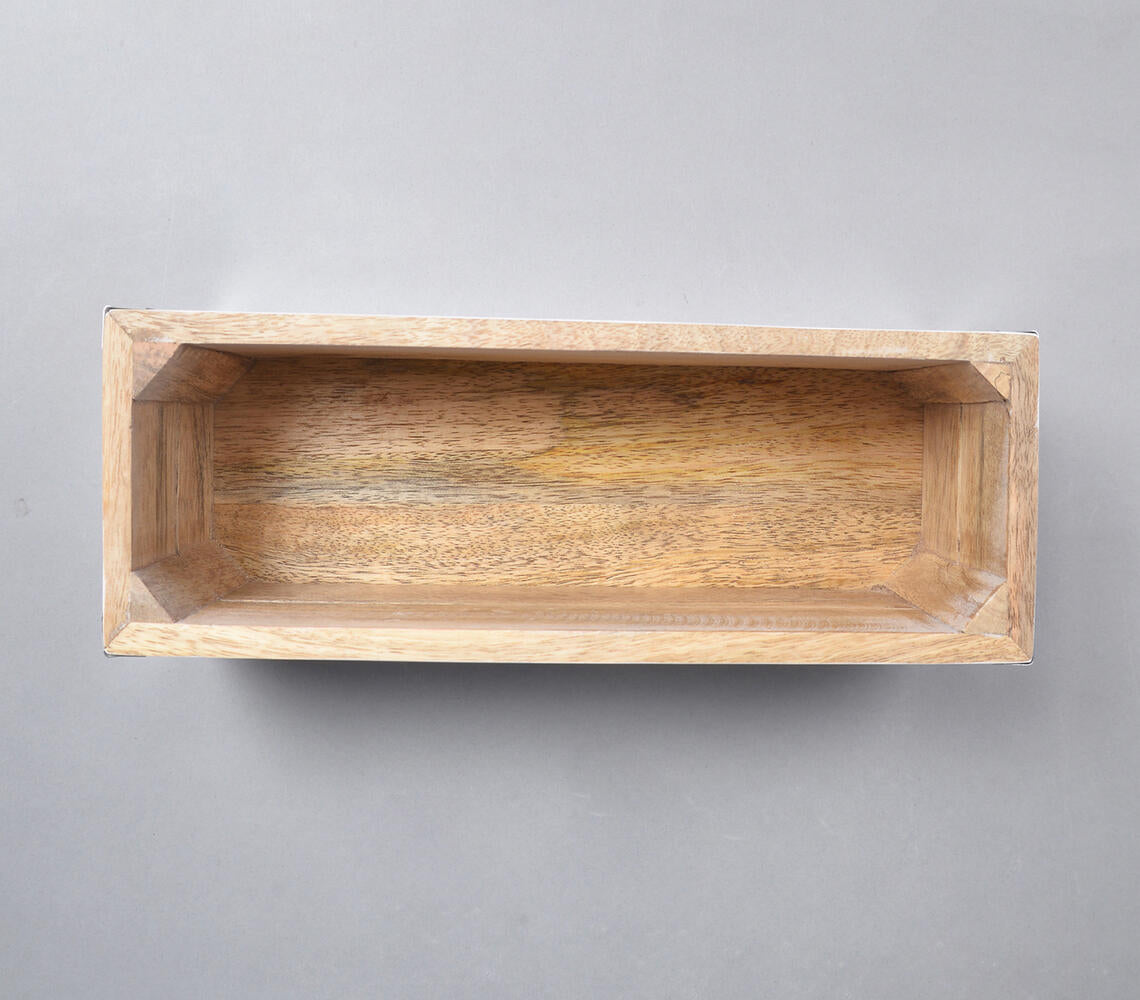 Farmhouse White Raw Mango Wood Storage Box-Qalara-Urbanheer