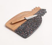 Pineapple-Cut Acacia Wood & Stone Colorblock Chopping Board-Qalara-Urbanheer