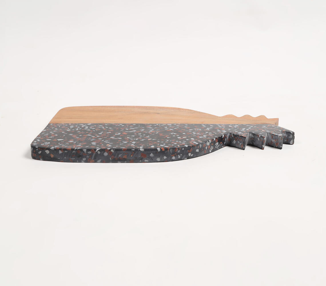 Pineapple-Cut Acacia Wood & Stone Colorblock Chopping Board-Qalara-Urbanheer