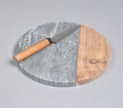 Stone & Acacia Wood Colorblock Chopping Board-Qalara-Urbanheer