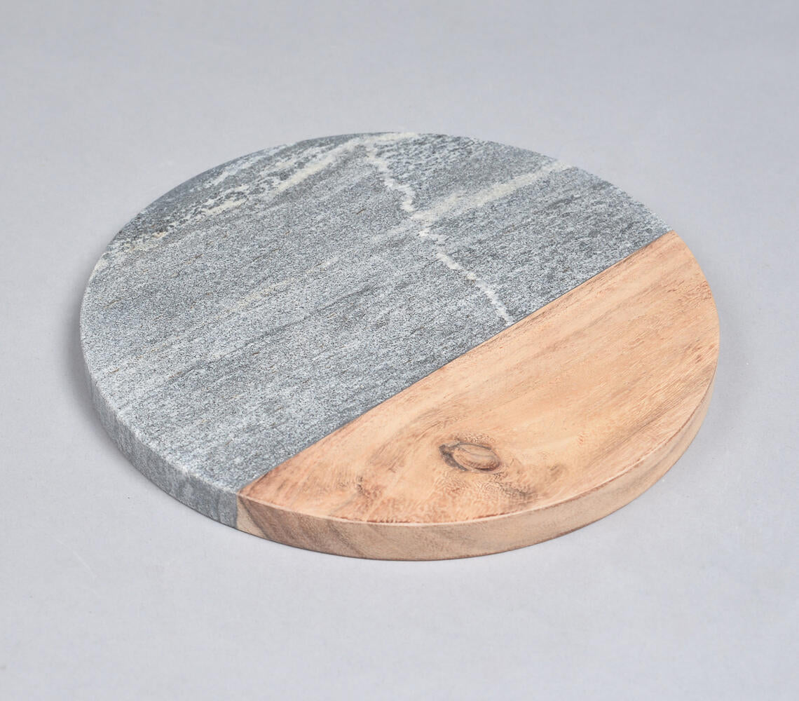 Stone & Acacia Wood Colorblock Chopping Board-Qalara-Urbanheer