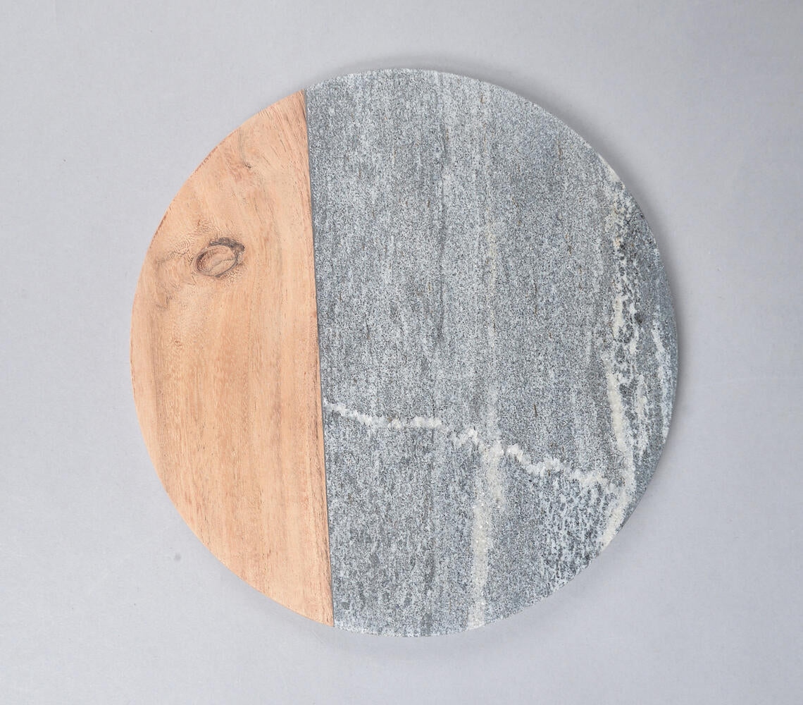 Stone & Acacia Wood Colorblock Chopping Board-Qalara-Urbanheer