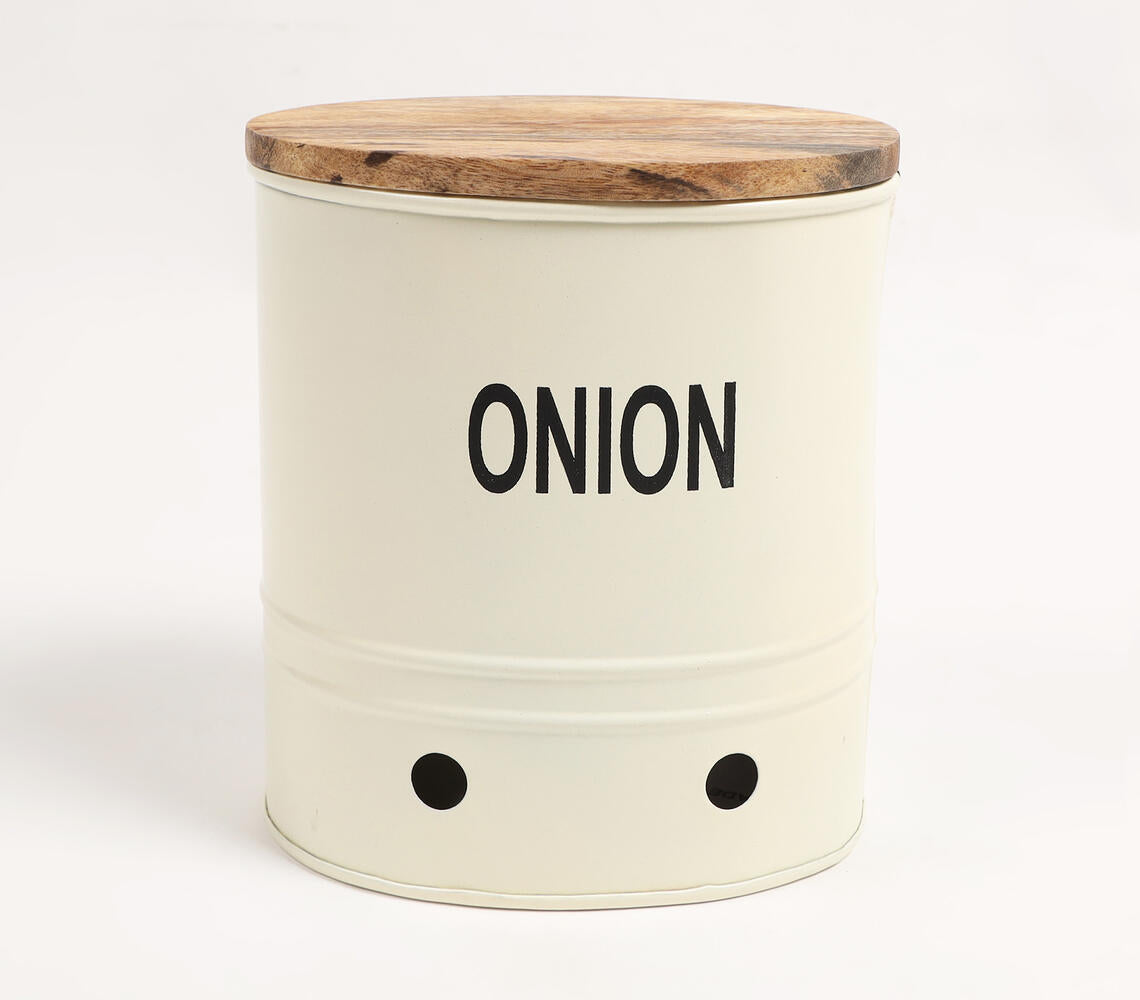 Onion-Typographic Ribbed Galvanized Iron Storage Box-Qalara-Urbanheer