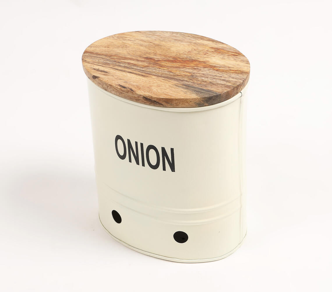 Onion-Typographic Ribbed Galvanized Iron Storage Box-Qalara-Urbanheer