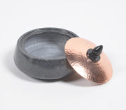 Noir Marble Trinket Box With Copper Lid-Qalara-Urbanheer