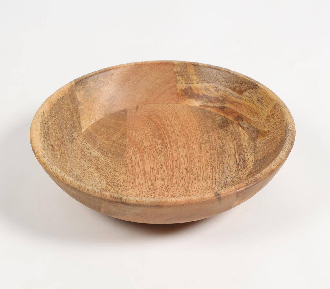 Turned Mango Wood Classic Salad Bowl-Qalara-Urbanheer