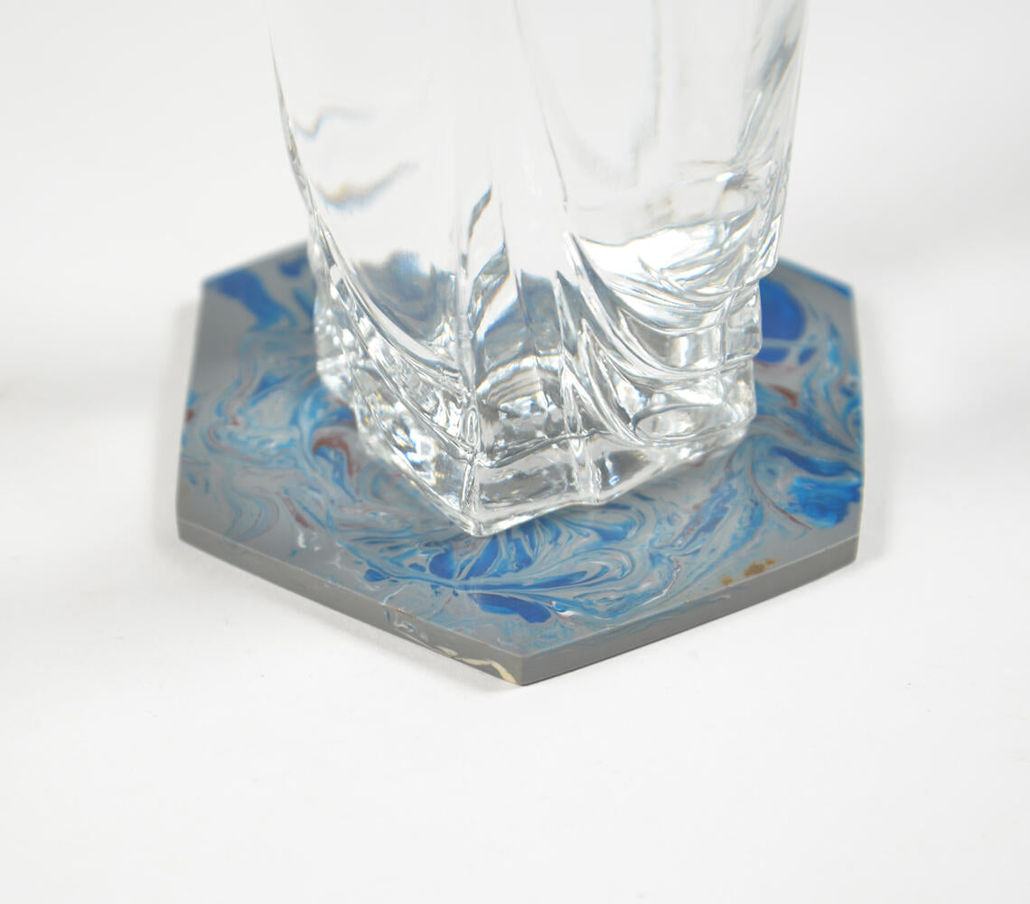 Hexagon Splashy Stone Coasters (Set Of 4)-Qalara-Urbanheer