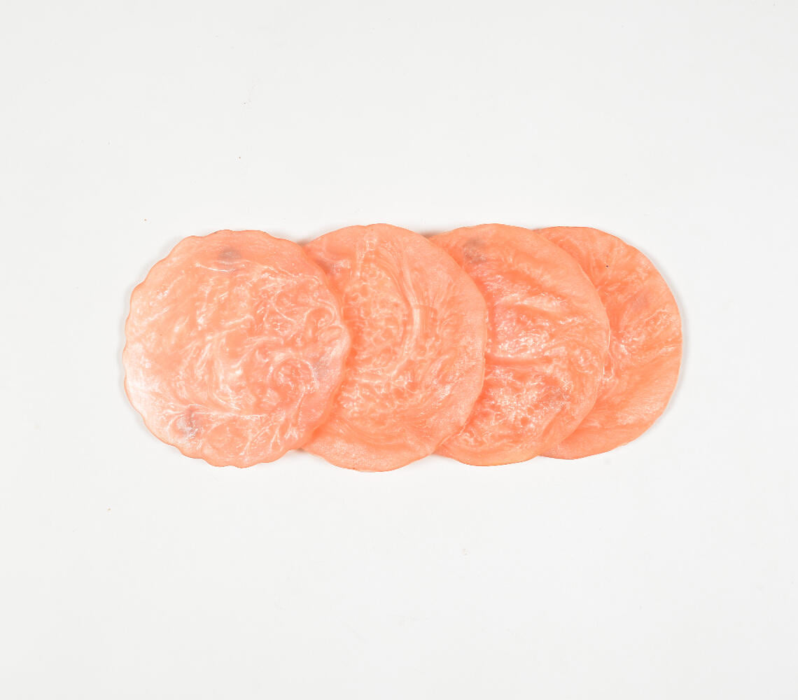 Sparkly Orange Resin Coasters (Set Of 4)-Qalara-Urbanheer