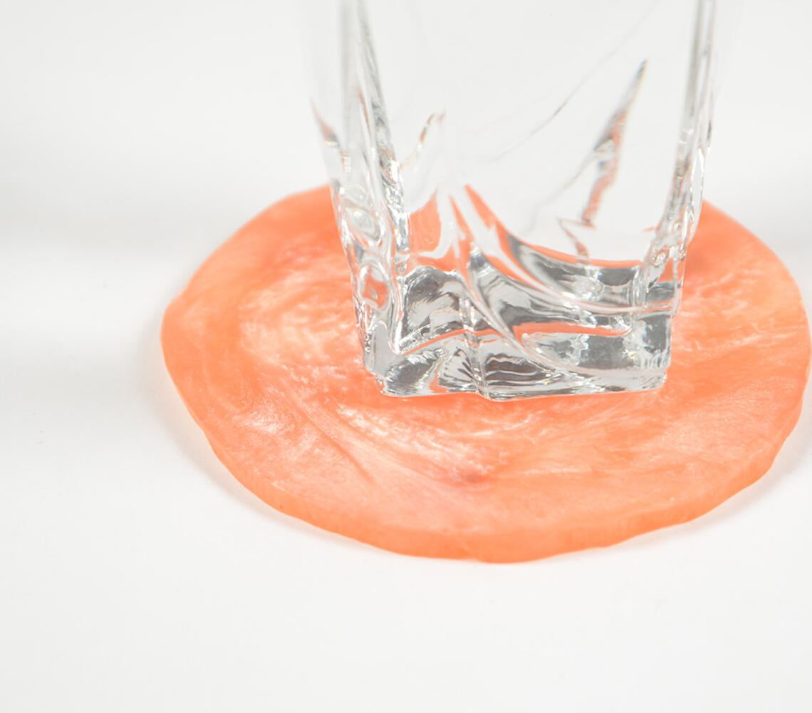 Sparkly Orange Resin Coasters (Set Of 4)-Qalara-Urbanheer