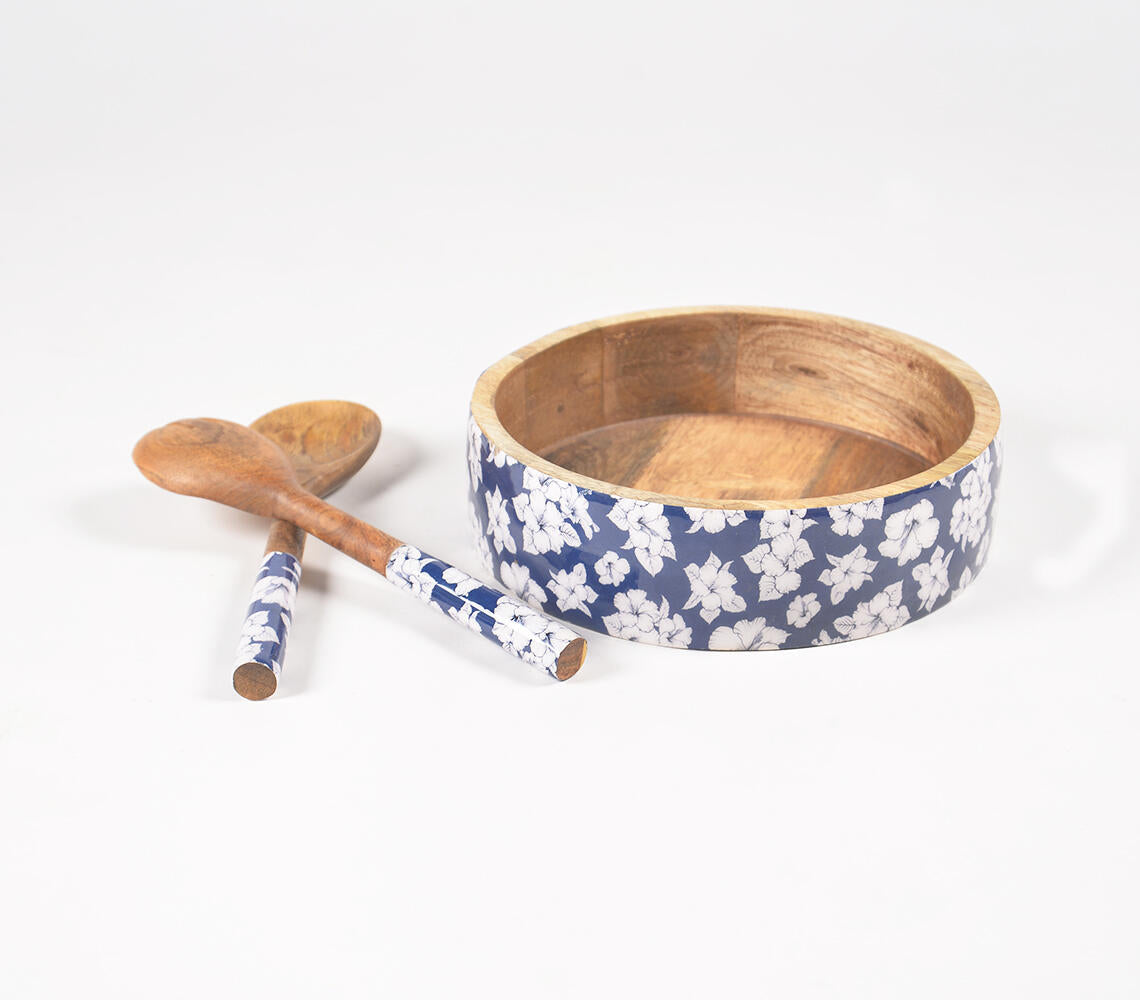 Hibiscus Enamelled Bowl & Servers Set-Qalara-Urbanheer
