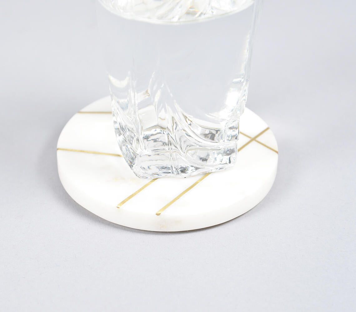 Brass Inlaid Marble Coasters (Set Of 4)-Qalara-Urbanheer