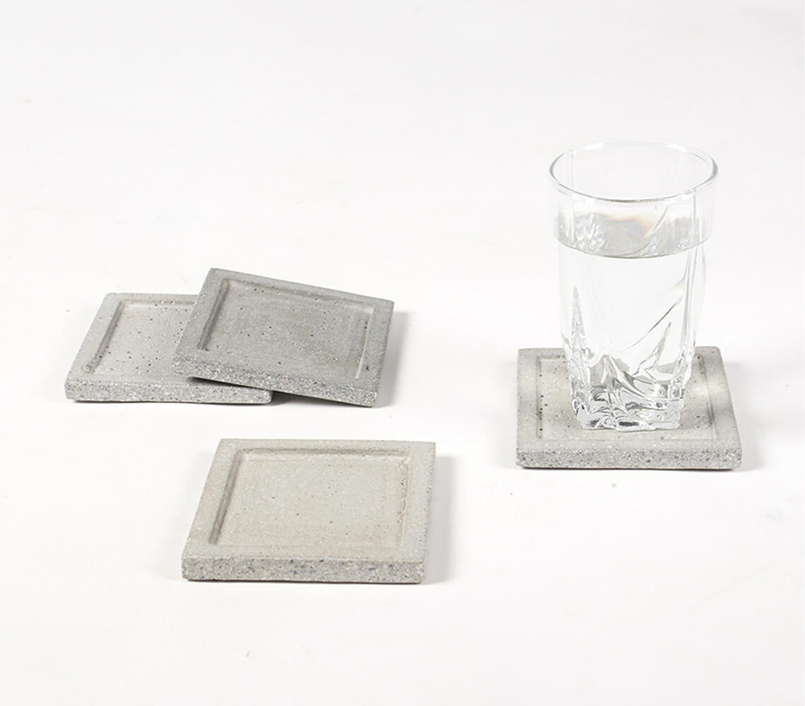Handmade Concrete Coasters (Set Of 4)-Qalara-Urbanheer